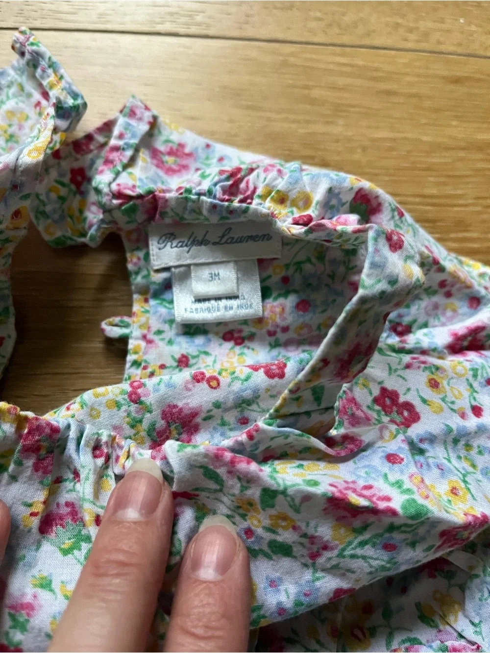 EUC Ralph Lauren Baby Floral Tiered Ruffle Bubble Romper / Dress